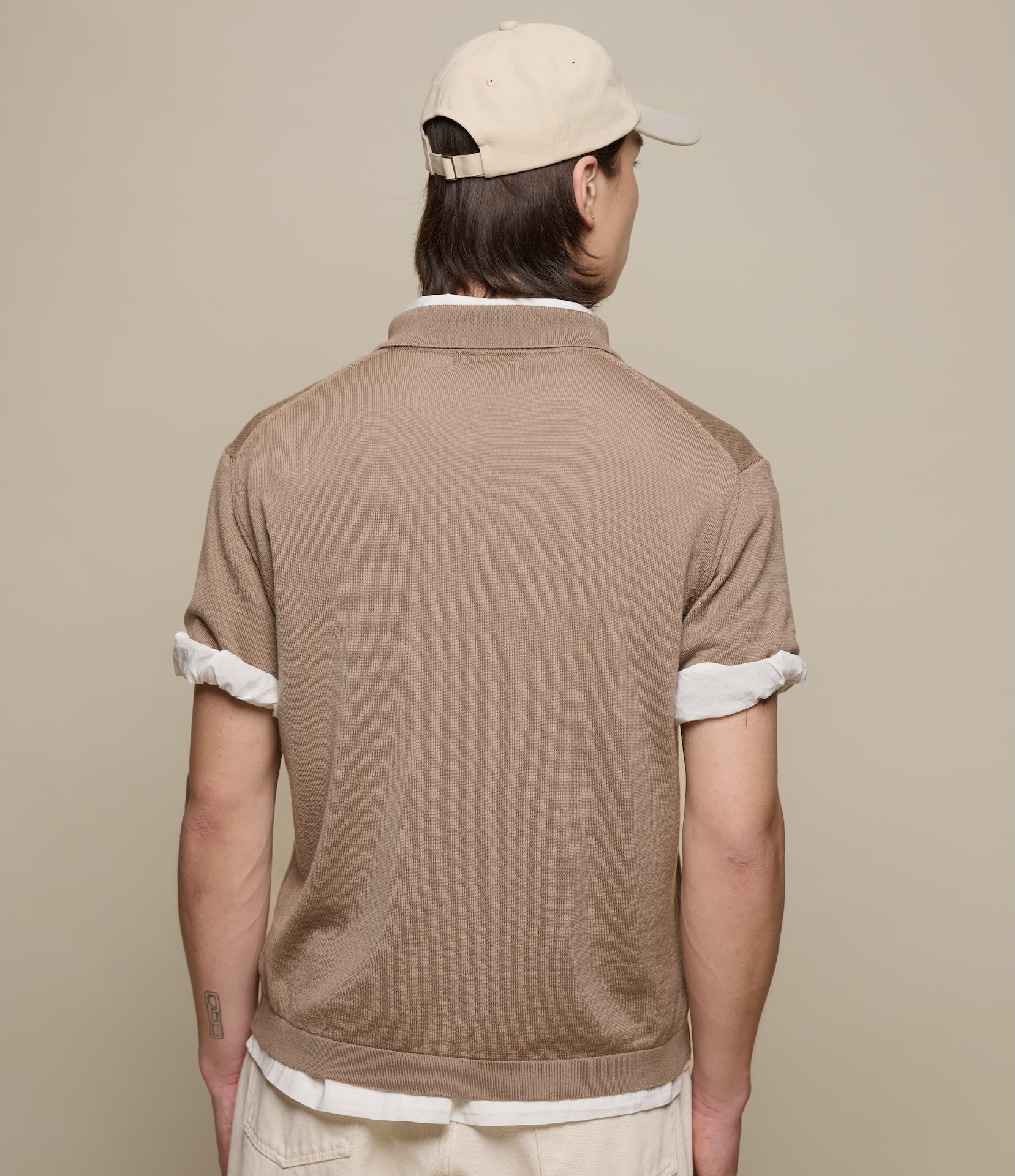 Refined Knitted Merino Wool Short Sleeve Polo Shirt - Image 5